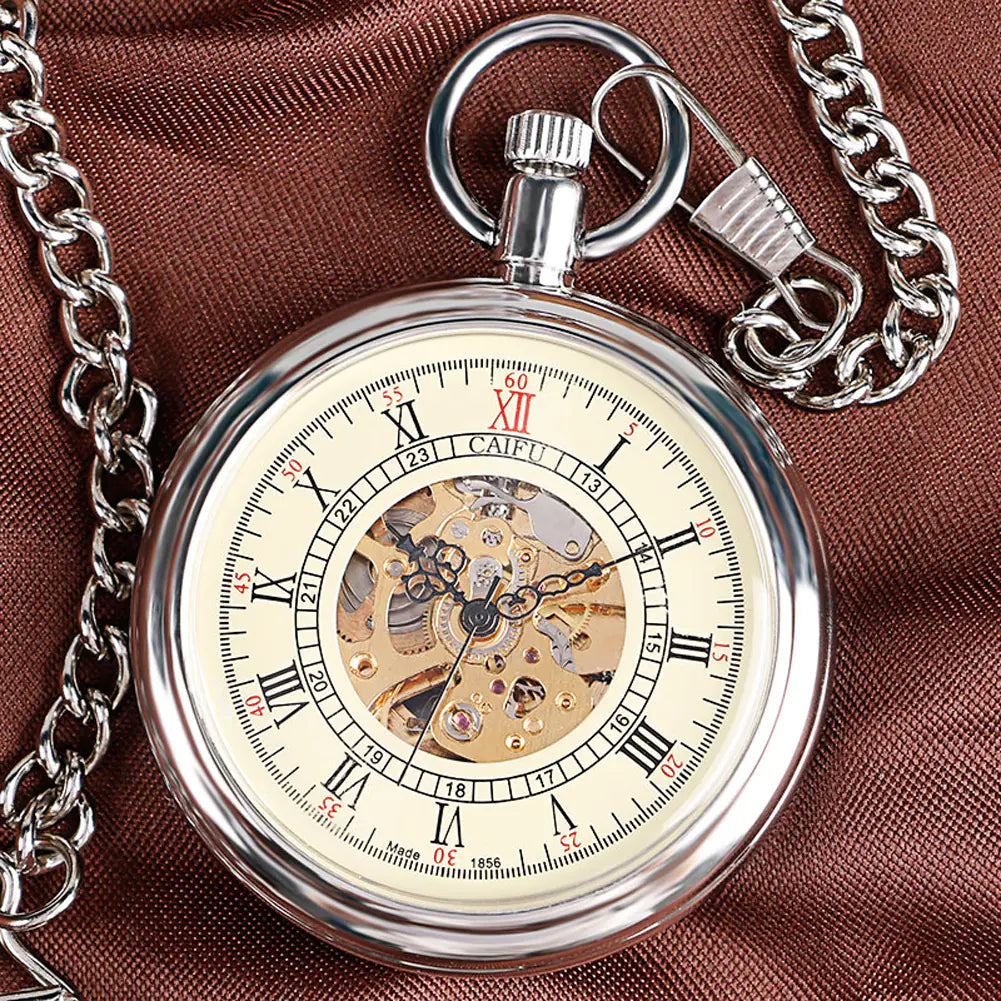 New Automatic Mechanical Pocket Watch with Roman Dial