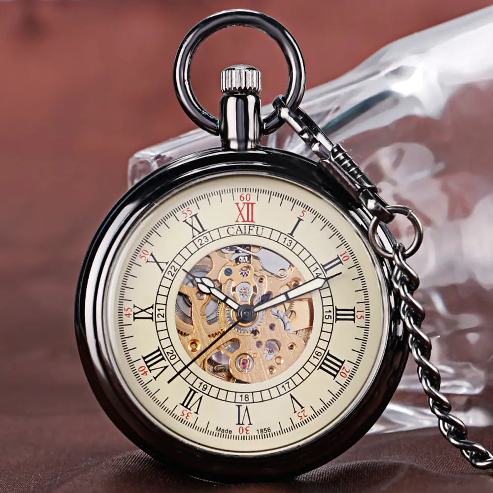 New Automatic Mechanical Pocket Watch with Roman Dial